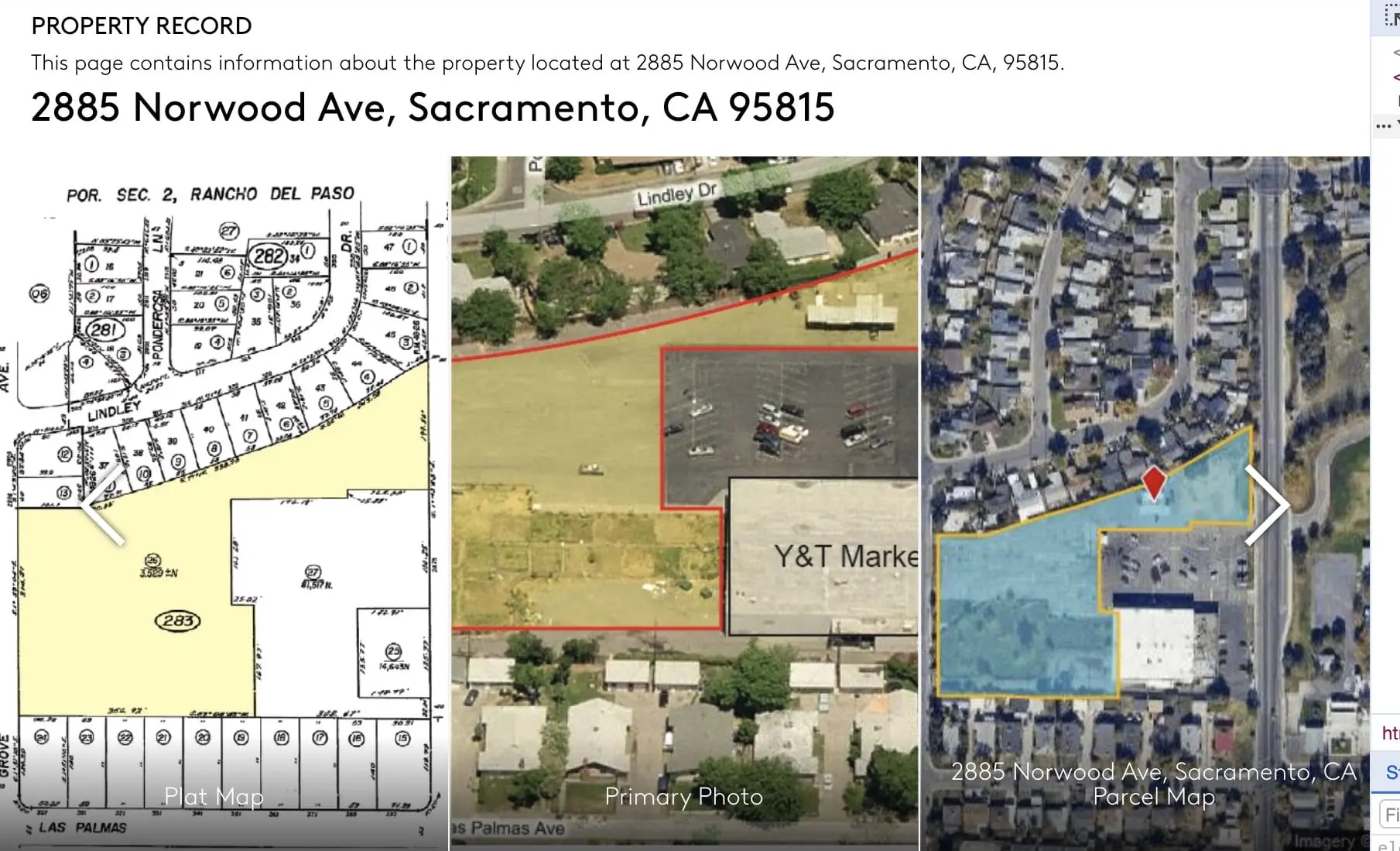 Aerial view of property at 2885 Norwood Ave, Sacramento, CA.